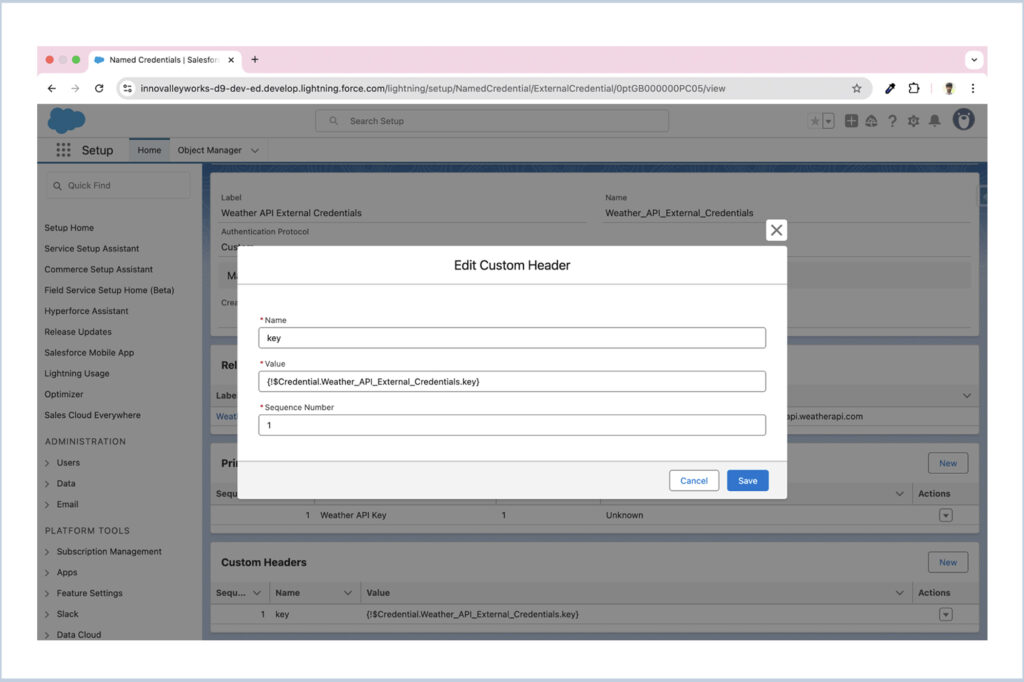 External credential configuration with Named Credentials in Salesforce